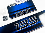 Vinyl blue graphic decals set suitable for Mercury 135 hp two stroke outboard engine. Vinyl stickers kit for Mercury 135 hp Handmade