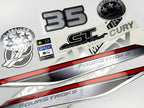 Vinyl graphic silver shimmer decals set suitable for Mercury 35 hp four stroke outboard engine. Vinyl silver shimmer stickers kit for Mercury 35 hp four stroke Handmade