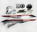 Vinyl graphic silver shimmer decals set suitable for Mercury 30 hp four stroke outboard engine. Vinyl silver shimmer stickers kit for Mercury 30 hp four stroke Handmade