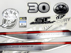 Vinyl graphic silver shimmer decals set suitable for Mercury 30 hp four stroke outboard engine. Vinyl silver shimmer stickers kit for Mercury 30 hp four stroke Handmade