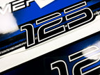 Vinyl blue graphic decals set suitable for Mercury 125 hp two stroke outboard engine. Vinyl stickers kit for Mercury 125 hp Handmade