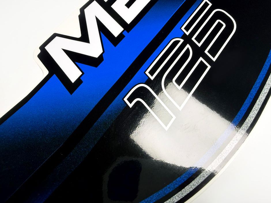 Vinyl blue graphic decals set suitable for Mercury 125 hp two stroke outboard engine. Vinyl stickers kit for Mercury 125 hp Handmade