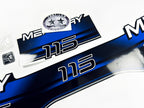 Vinyl blue graphic decals set suitable for Mercury 115 hp two stroke outboard engine. Vinyl stickers kit for Mercury 115 hp Handmade