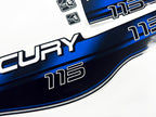 Vinyl blue graphic decals set suitable for Mercury 115 hp two stroke outboard engine. Vinyl stickers kit for Mercury 115 hp Handmade