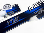 Vinyl blue graphic decals set suitable for Mercury 115 hp two stroke outboard engine. Vinyl stickers kit for Mercury 115 hp Handmade