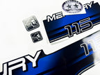 Vinyl blue graphic decals set suitable for Mercury 115 hp two stroke outboard engine. Vinyl stickers kit for Mercury 115 hp Handmade