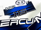 Vinyl blue graphic decals set suitable for Mercury 115 hp two stroke outboard engine. Vinyl stickers kit for Mercury 115 hp Handmade