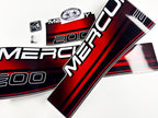 Vinyl graphic decals set suitable for Mercury 200 hp two stroke outboard engine. Vinyl stickers kit for Mercury 200 hp Handmade