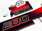 Vinyl red graphic decals set suitable for Mercury 200 hp two stroke EFI outboard engine. Vinyl stickers kit for Mercury 200 hp Handmade