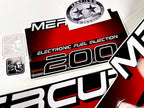 Vinyl red graphic decals set suitable for Mercury 200 hp two stroke EFI outboard engine. Vinyl stickers kit for Mercury 200 hp Handmade