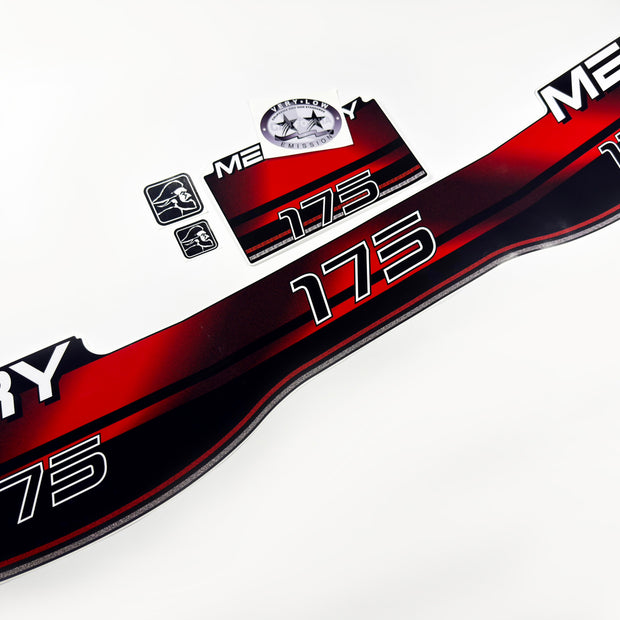 Vinyl graphic decals set suitable for Mercury 175 hp two stroke outboard engine. Vinyl stickers kit for Mercury 175 hp Handmade