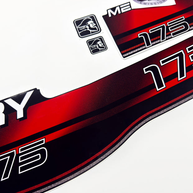 Vinyl graphic decals set suitable for Mercury 175 hp two stroke outboard engine. Vinyl stickers kit for Mercury 175 hp Handmade