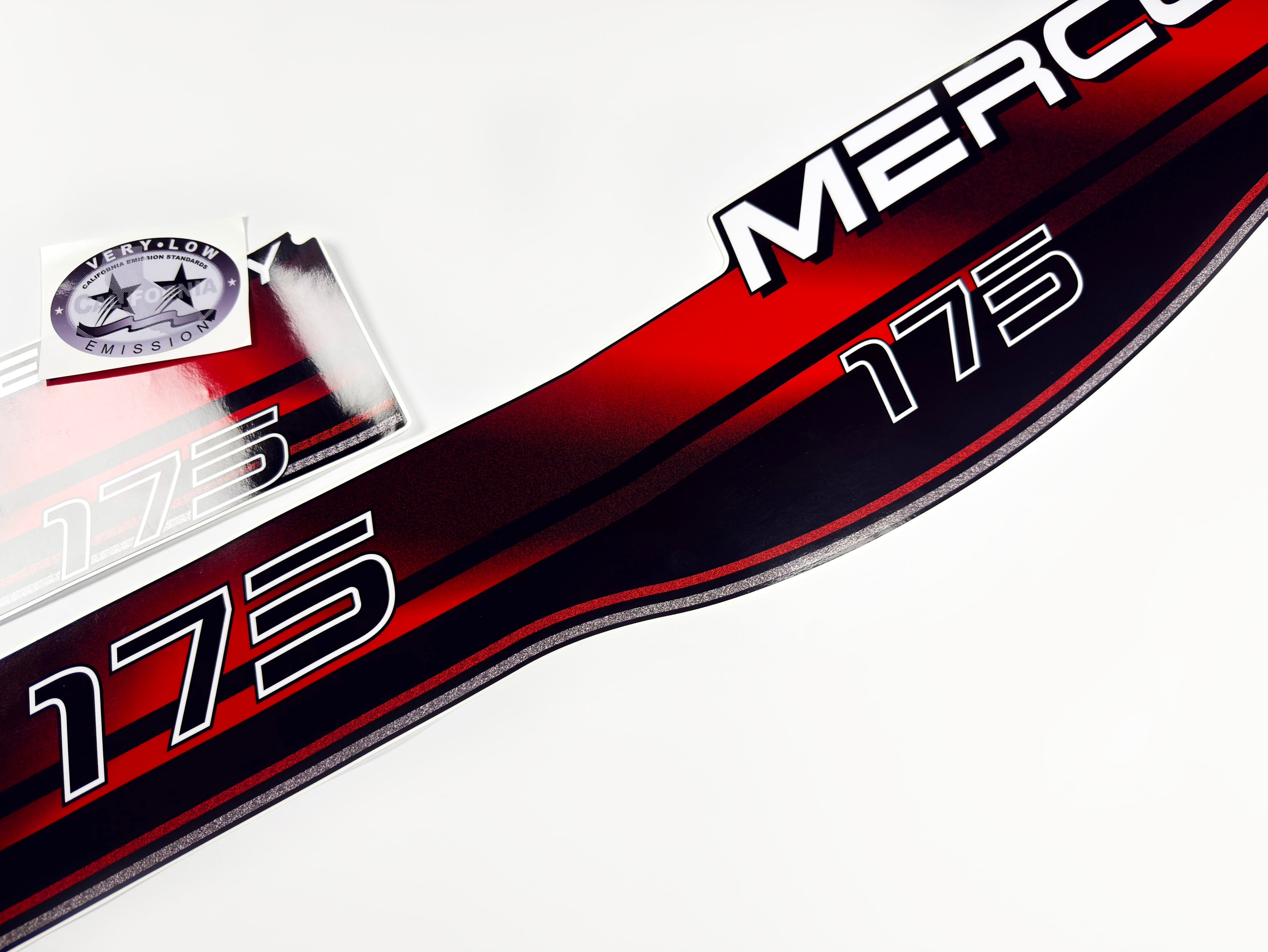 Vinyl graphic decals set suitable for Mercury 175 hp two stroke outboard engine. Vinyl stickers kit for Mercury 175 hp Handmade