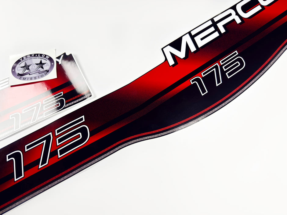 Vinyl graphic decals set suitable for Mercury 175 hp two stroke outboard engine. Vinyl stickers kit for Mercury 175 hp Handmade
