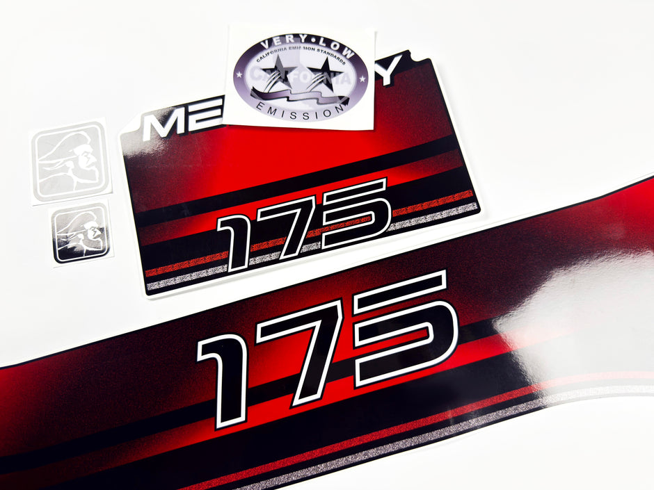 Vinyl graphic decals set suitable for Mercury 175 hp two stroke outboard engine. Vinyl stickers kit for Mercury 175 hp Handmade