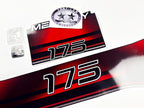 Vinyl graphic decals set suitable for Mercury 175 hp two stroke outboard engine. Vinyl stickers kit for Mercury 175 hp Handmade