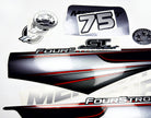 Vinyl graphic silver shimmer decals set suitable for Mercury 75 hp four stroke outboard engine. Vinyl silver shimmer stickers kit for Mercury 75 hp four stroke Handmade