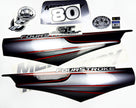 Vinyl graphic silver shimmer decals set suitable for Mercury 80 hp four stroke outboard engine. Vinyl silver shimmer stickers kit for Mercury 80 hp four stroke Handmade