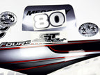 Vinyl graphic silver shimmer decals set suitable for Mercury 80 hp four stroke outboard engine. Vinyl silver shimmer stickers kit for Mercury 80 hp four stroke Handmade