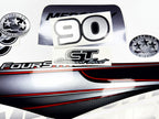Vinyl graphic silver shimmer decals set suitable for Mercury 90 hp four stroke outboard engine. Vinyl silver shimmer stickers kit for Mercury 90 hp four stroke Handmade