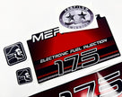 Vinyl red graphic decals set suitable for Mercury 175 hp two stroke EFI outboard engine. Vinyl stickers kit for Mercury 175 hp Handmade