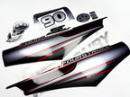 Vinyl graphic silver shimmer decals set suitable for Mercury 90 hp four stroke outboard engine. Vinyl silver shimmer stickers kit for Mercury 90 hp four stroke Handmade