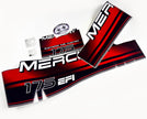 Vinyl red graphic decals set suitable for Mercury 175 hp two stroke EFI outboard engine. Vinyl stickers kit for Mercury 175 hp Handmade