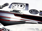 Vinyl graphic silver shimmer decals set suitable for Mercury 90 hp four stroke outboard engine. Vinyl silver shimmer stickers kit for Mercury 90 hp four stroke Handmade