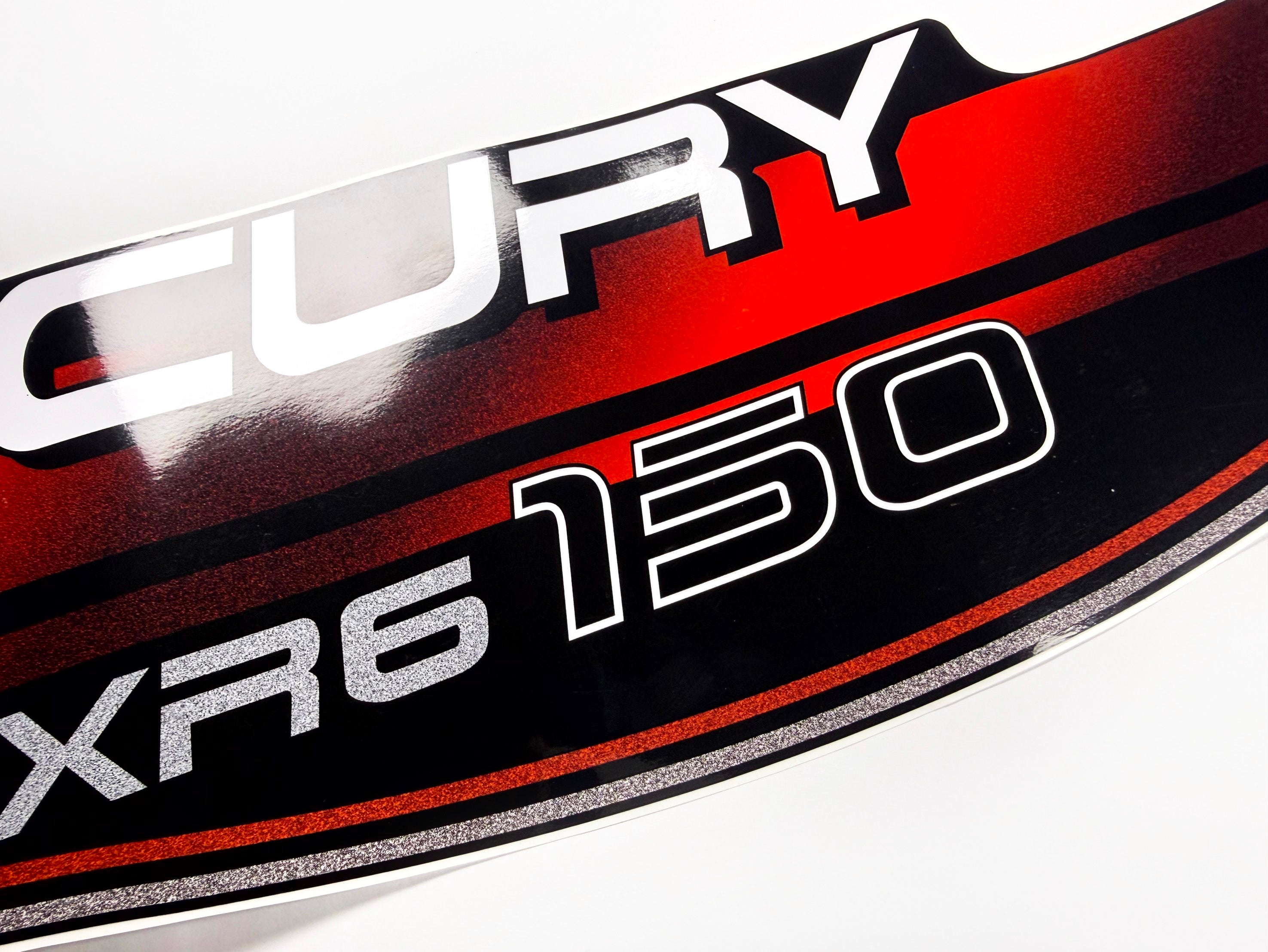 Vinyl graphic decals set suitable for Mercury XR 6 150 hp two stroke outboard engine. Vinyl stickers kit for Mercury 150 hp Handmade