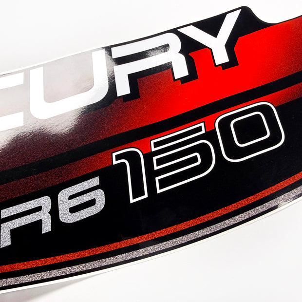 Vinyl graphic decals set suitable for Mercury XR 6 150 hp two stroke outboard engine. Vinyl stickers kit for Mercury 150 hp Handmade