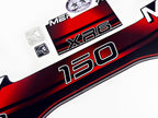 Vinyl graphic decals set suitable for Mercury XR 6 150 hp two stroke outboard engine. Vinyl stickers kit for Mercury 150 hp Handmade