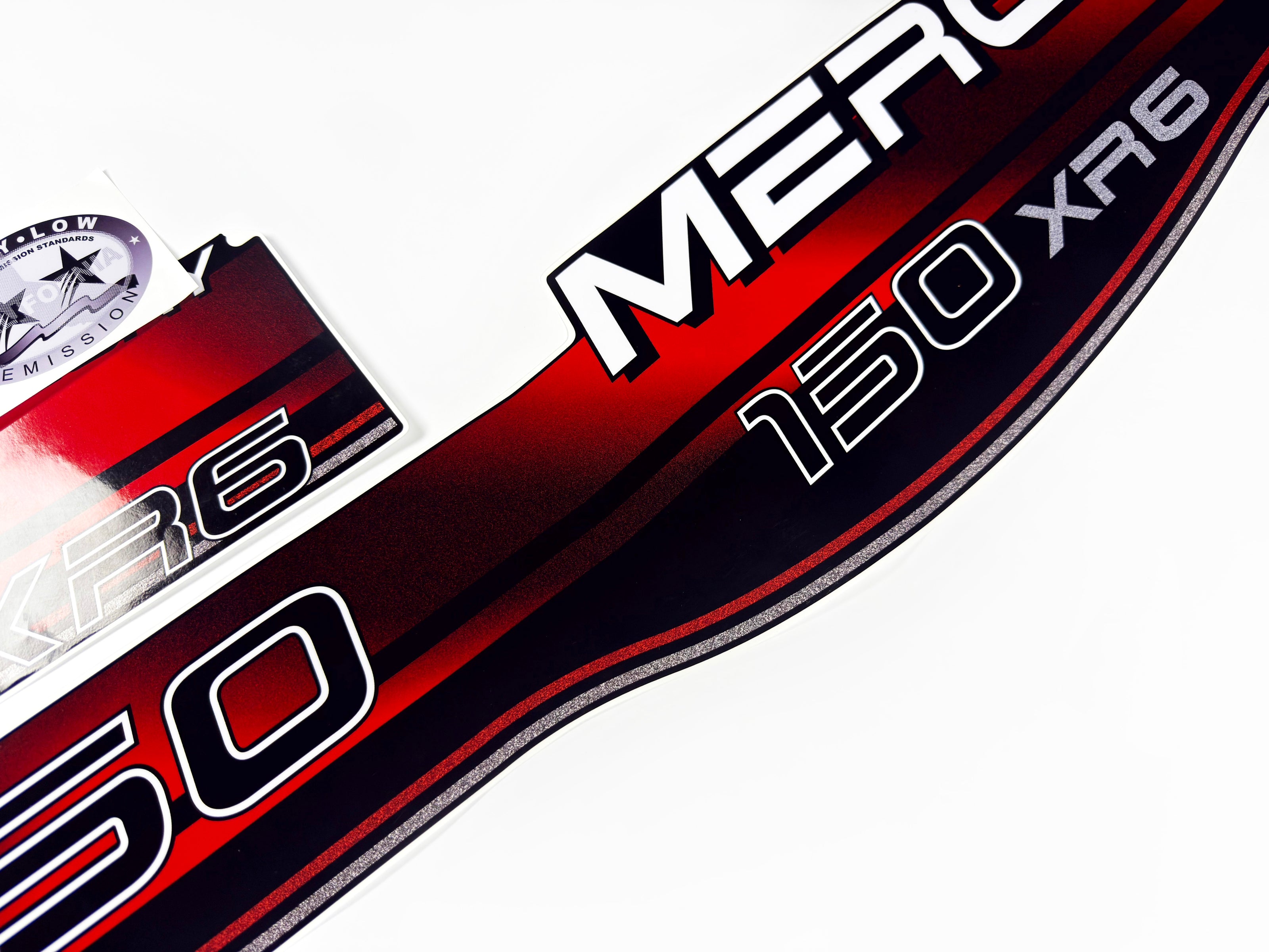 Vinyl graphic decals set suitable for Mercury XR 6 150 hp two stroke outboard engine. Vinyl stickers kit for Mercury 150 hp Handmade