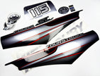Vinyl graphic silver shimmer decals set suitable for Mercury 115 hp four stroke outboard engine. Vinyl silver shimmer stickers kit for Mercury 115 hp four stroke Handmade