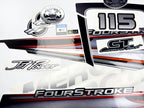 Vinyl graphic silver shimmer decals set suitable for Mercury 115 hp four stroke outboard engine. Vinyl silver shimmer stickers kit for Mercury 115 hp four stroke Handmade