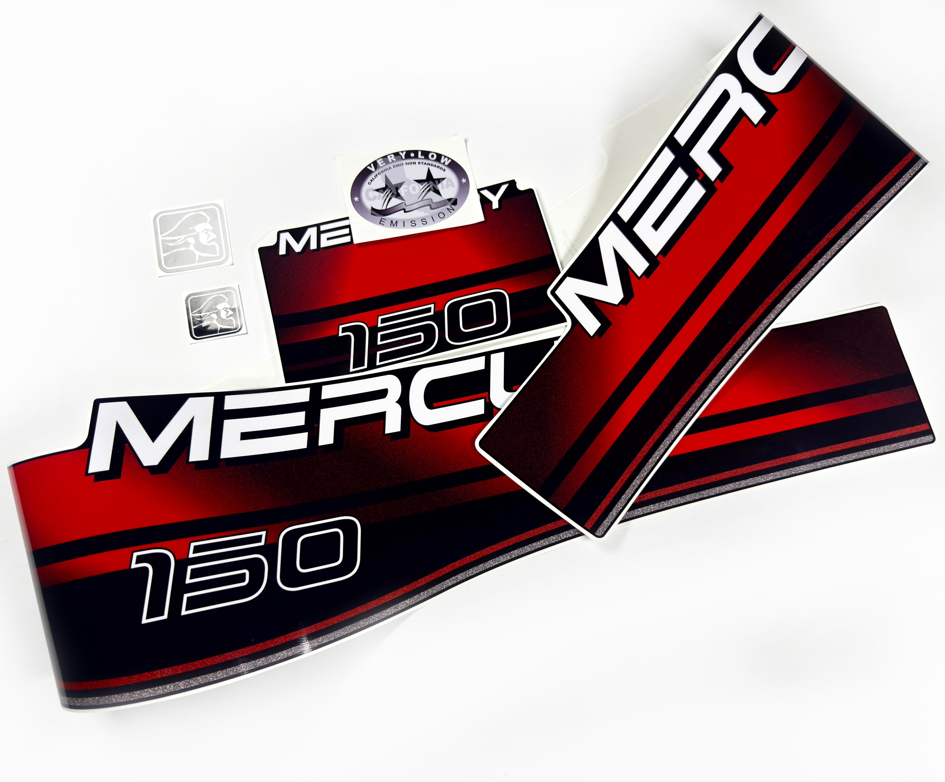Vinyl graphic decals set suitable for Mercury 150 hp two stroke outboard engine. Vinyl stickers kit for Mercury 150 hp Handmade