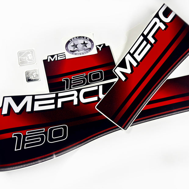 Vinyl graphic decals set suitable for Mercury 150 hp two stroke outboard engine. Vinyl stickers kit for Mercury 150 hp Handmade
