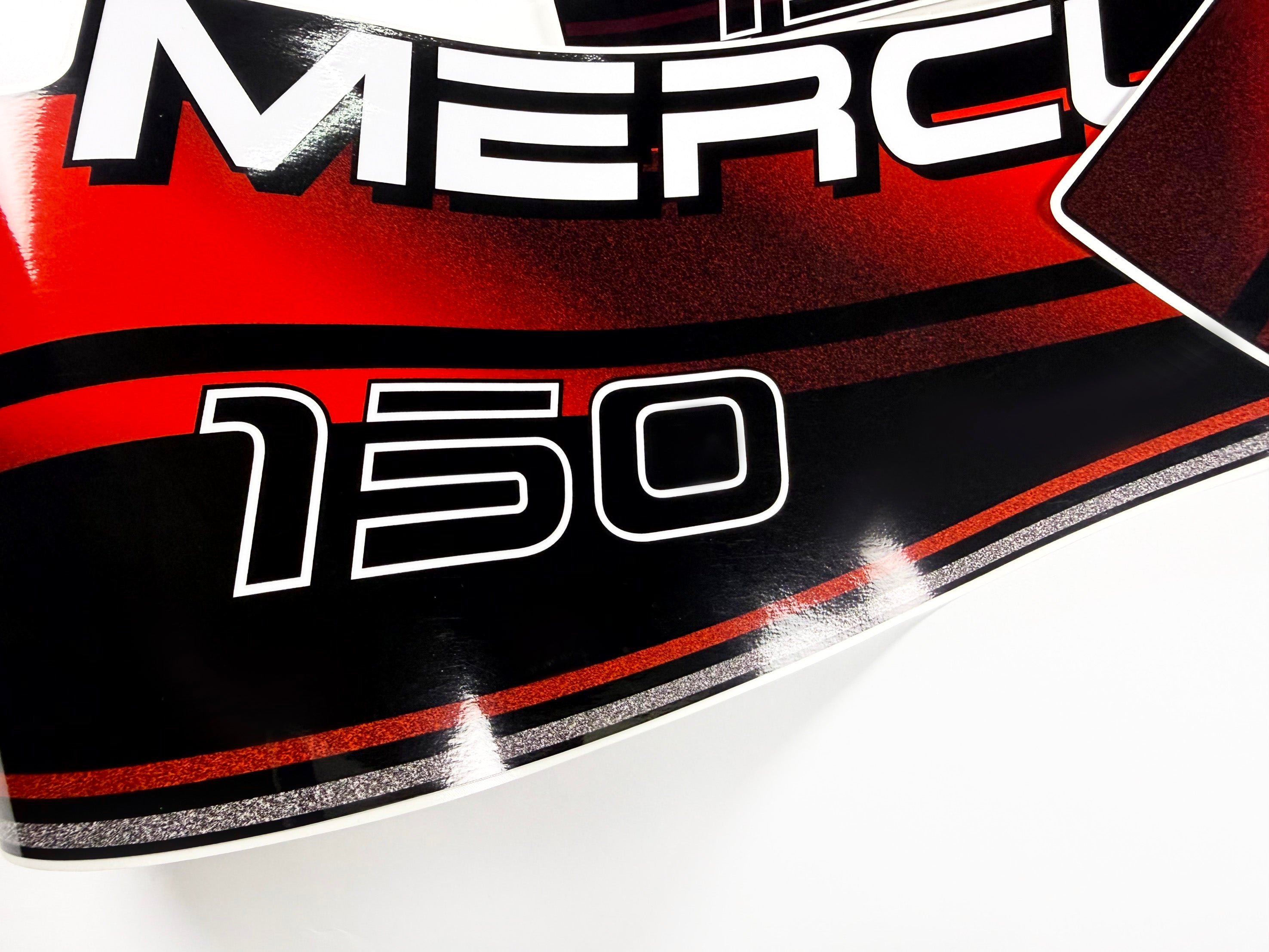 Vinyl graphic decals set suitable for Mercury 150 hp two stroke outboard engine. Vinyl stickers kit for Mercury 150 hp Handmade
