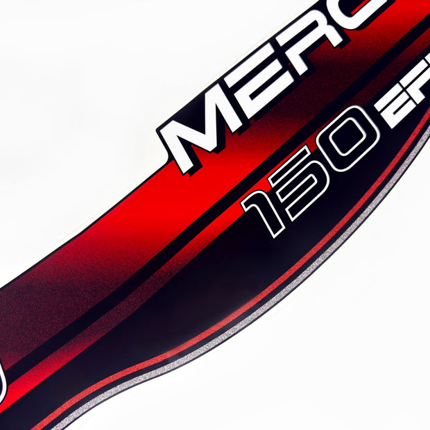 Vinyl graphic decals set suitable for Mercury EFI 150 hp two stroke outboard engine. Vinyl stickers kit for Mercury 150 hp electronik fuel injection Handmade