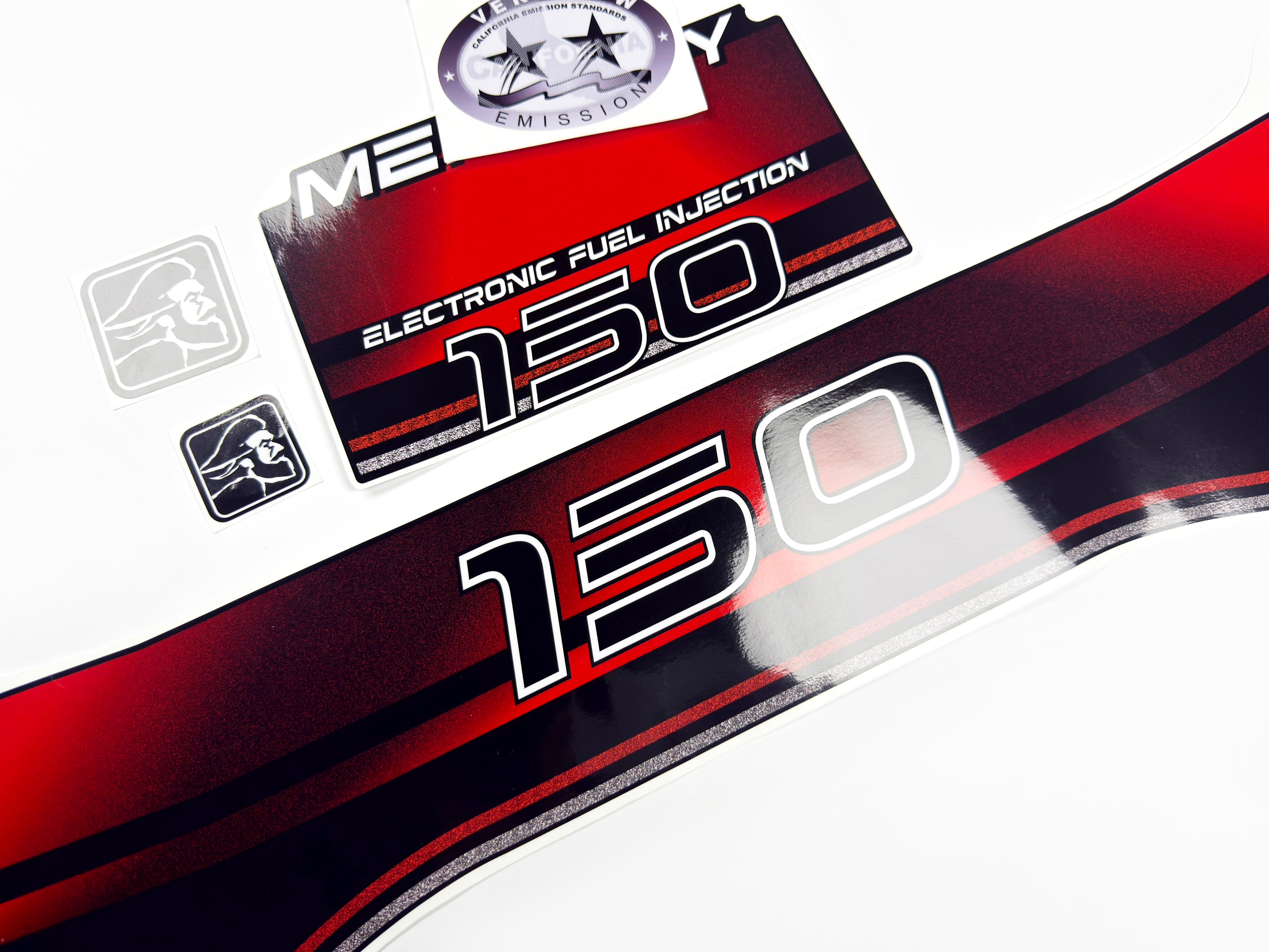 Vinyl graphic decals set suitable for Mercury EFI 150 hp two stroke outboard engine. Vinyl stickers kit for Mercury 150 hp electronik fuel injection Handmade