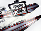 Vinyl graphic silver shimmer decals set suitable for Mercury 100 hp four stroke outboard engine. Vinyl silver shimmer stickers kit for Mercury 100 hp four stroke Handmade