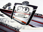 Vinyl graphic silver shimmer red decals set suitable for Mercury 90 hp four stroke outboard engine. Vinyl silver shimmer stickers kit for Mercury 90 hp four stroke Handmade