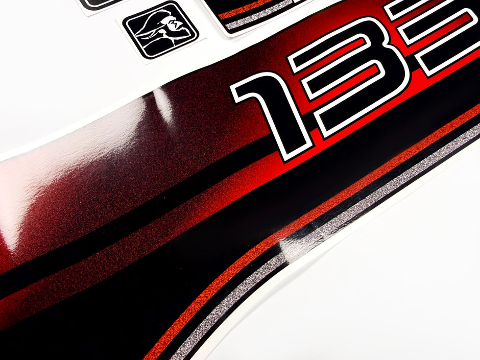 Vinyl graphic decals set suitable for Mercury 135 hp two stroke outboard engine. Vinyl stickers kit for Mercury 135 hp Handmade