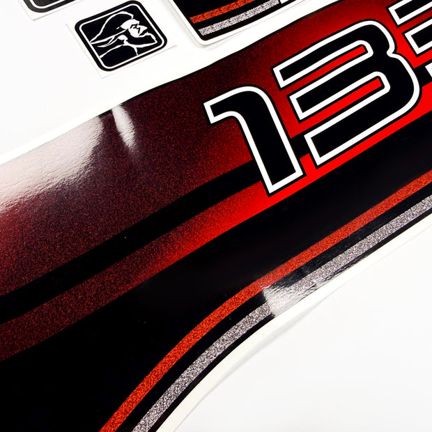 Vinyl graphic decals set suitable for Mercury 135 hp two stroke outboard engine. Vinyl stickers kit for Mercury 135 hp Handmade