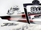 Vinyl graphic silver shimmer decals set suitable for Mercury 80 hp four stroke outboard engine. Vinyl silver shimmer stickers kit for Mercury 80 hp four stroke Handmade