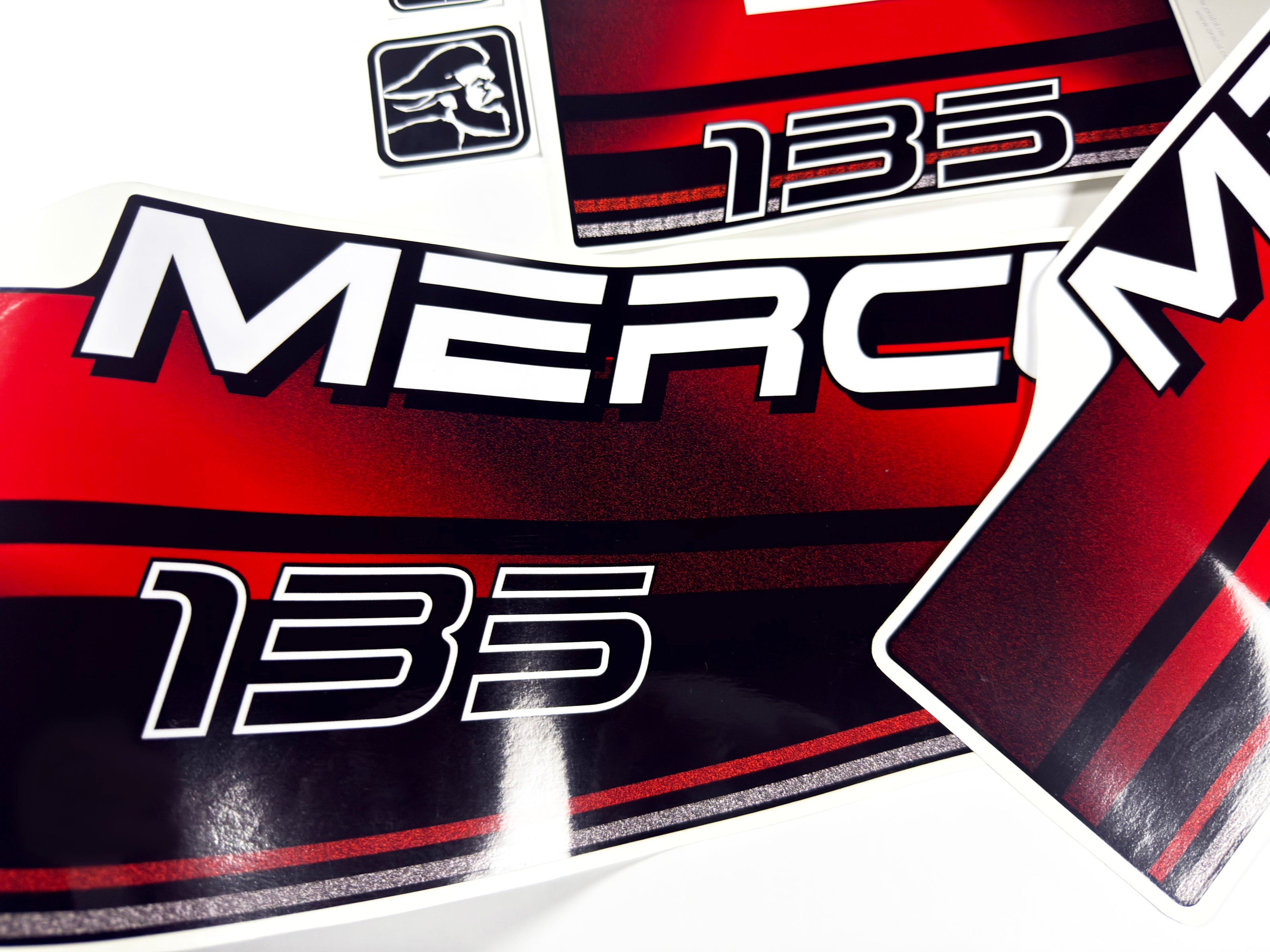 Vinyl graphic decals set suitable for Mercury 135 hp two stroke outboard engine. Vinyl stickers kit for Mercury 135 hp Handmade