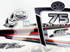Vinyl graphic silver shimmer decals set suitable for Mercury 75 hp four stroke outboard engine. Vinyl silver shimmer stickers kit for Mercury 75 hp four stroke Handmade