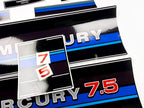 Vinyl graphic retro decals set suitable for Mercury 7.5 hp outboard engine 1983 . Vinyl stickers kit for Mercury 7.5 hp Handmade