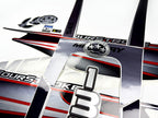 Vinyl graphic silver shimmer red decals set suitable for Mercury 135 hp four stroke outboard engine. Vinyl silver shimmer stickers kit for Mercury 135 hp four stroke Handmade