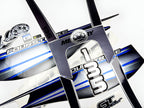 Vinyl graphic silver shimmer blue decals set suitable for Mercury 135 hp four stroke outboard engine. Vinyl silver shimmer stickers kit for Mercury 135 hp four stroke Handmade