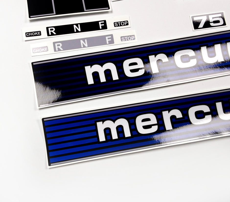 Vinyl graphic retro decals set suitable for Mercury 7.5 hp outboard engine. Vinyl stickers kit for Mercury 7.5 hp Handmade